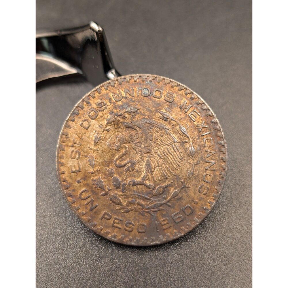 1960 Mexico Un Peso • Mo Mint • Guerrero Portrait • Multicolor Toned Silver